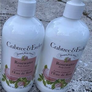 2 Crabtree & Evelyn Rosewater Body Lotion 16.9 oz.